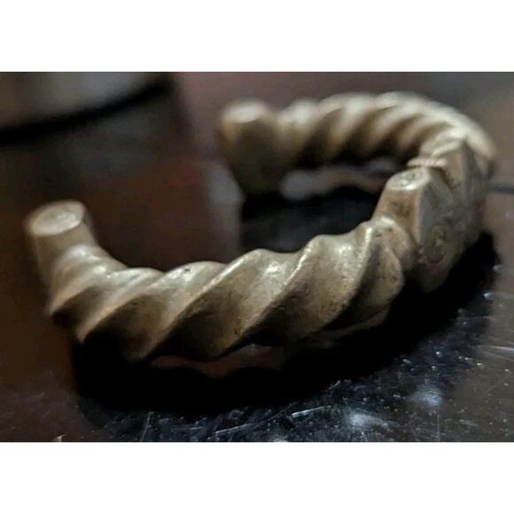 Antique African Niger Baoulé Dogon Bronze Manilla Currency Bracelet Cuff - Picture 7 of 8